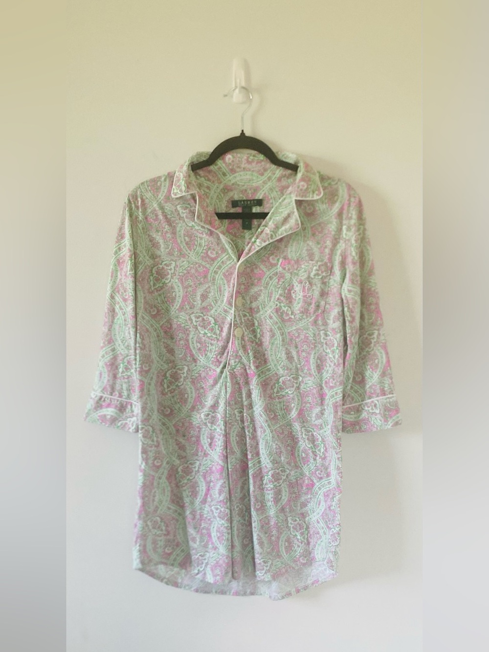 Lauren Ralph Lauren Paisley Long Sleep Top Size M; Preppy, Cottagecore, Grandma